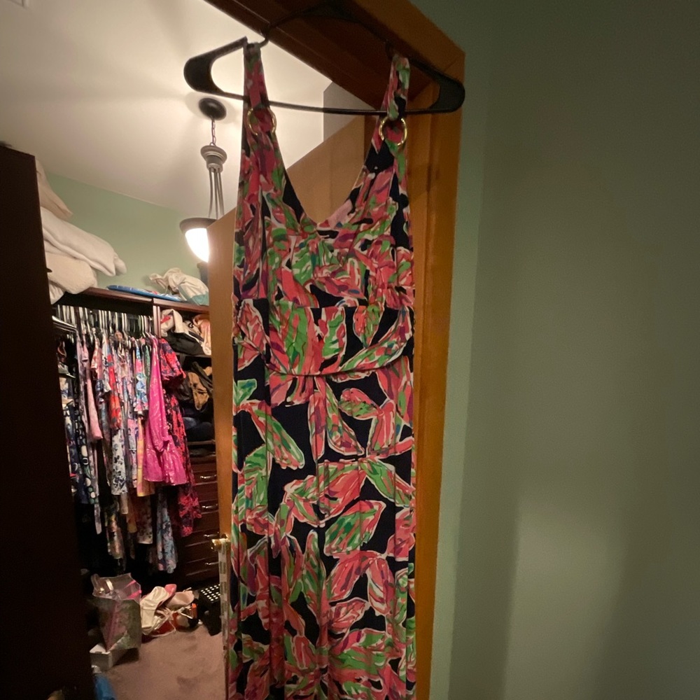 Lilly Pulitzer Navy and Pink Maxi Dress
